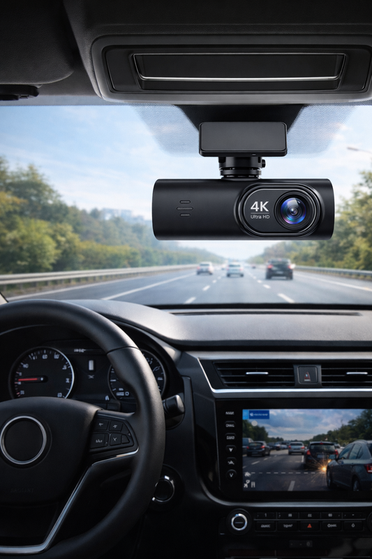 DriveCore Dual Lens Dash Cam — 4K Front + 1080P Rear, WiFi & GPS