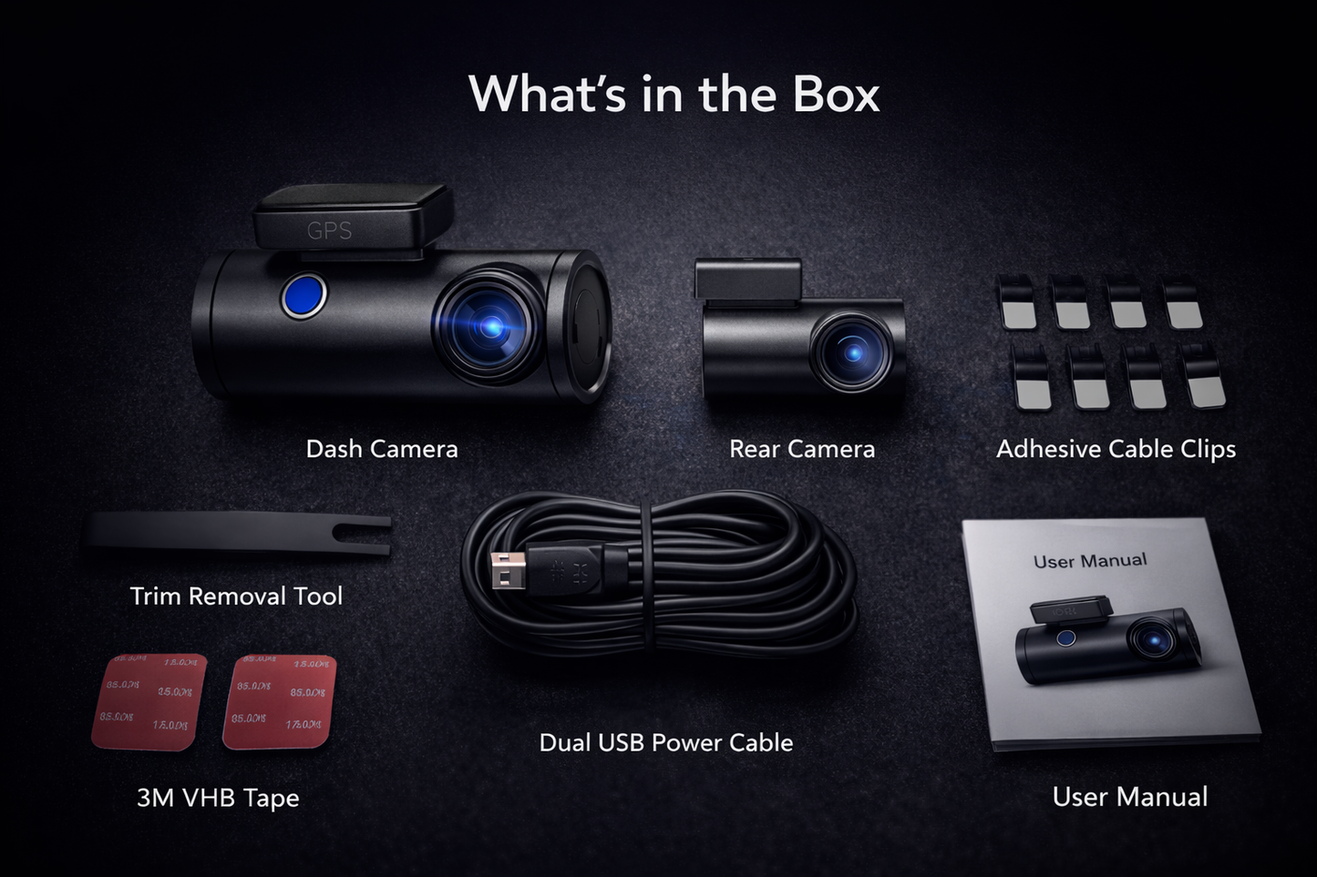 DriveCore M300S 4K Dash Cam — Front & Rear, Built-in GPS, WiFi & Voice Control