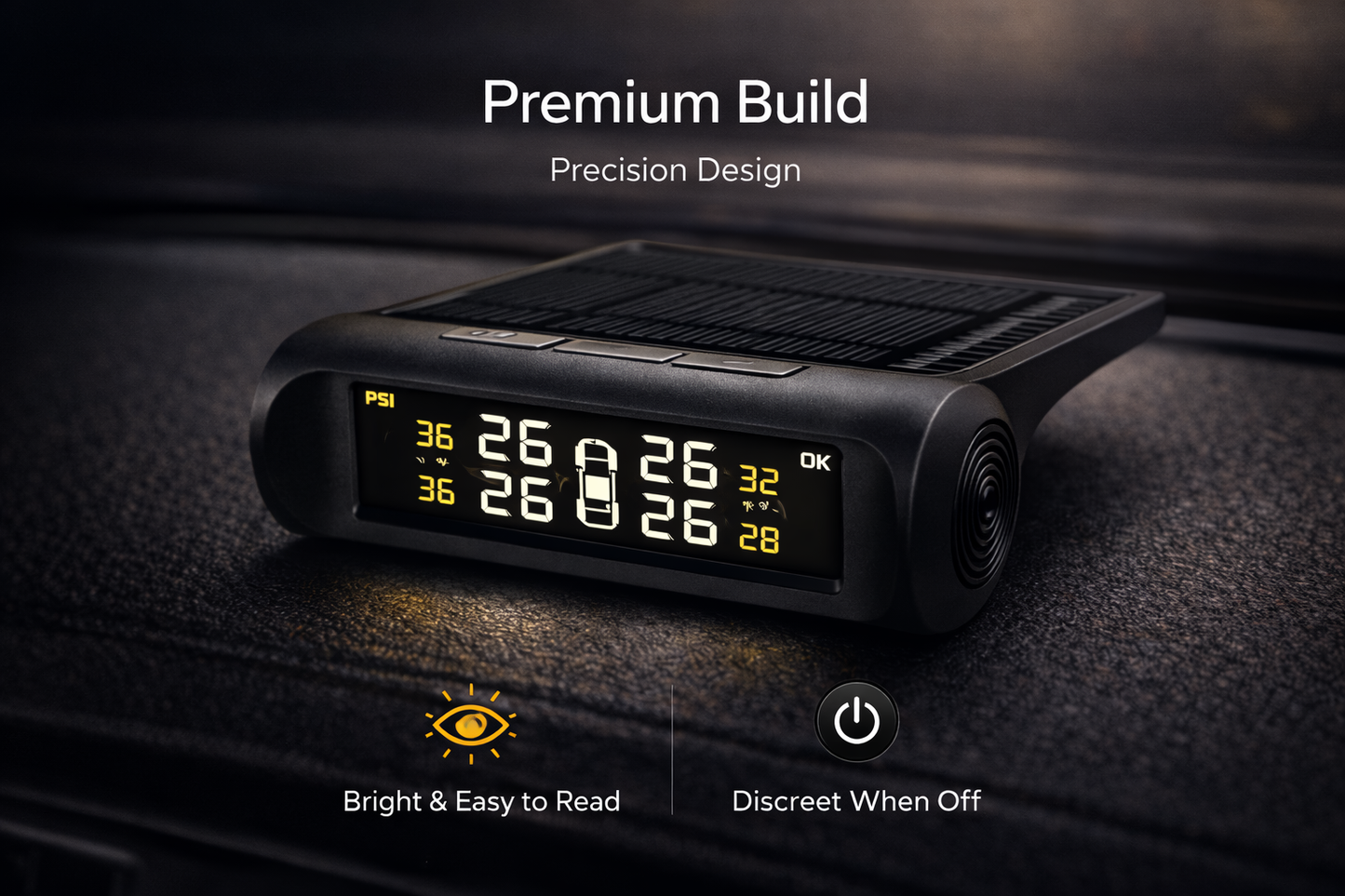Solar TPMS Tire Pressure Monitoring System — 4 Sensor Kit