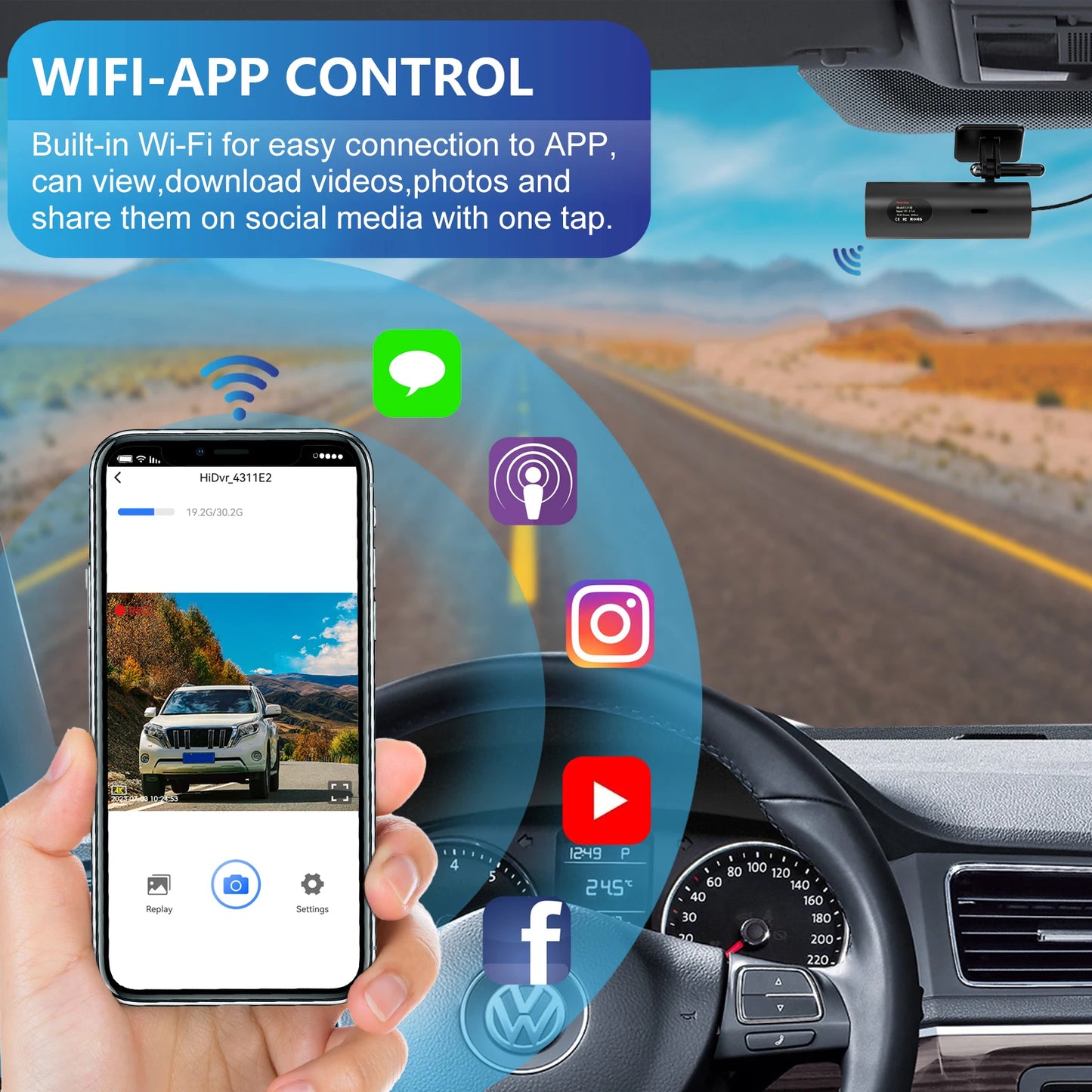 DriveCore WiFi Dash Cam — With 24H Parking Monitor
