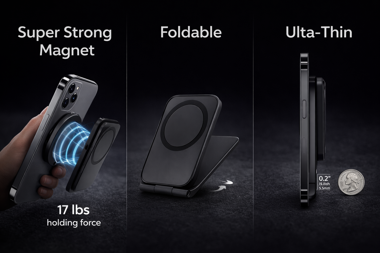 DriveCore Ultra-Thin Foldable Magnetic Car Phone Holder