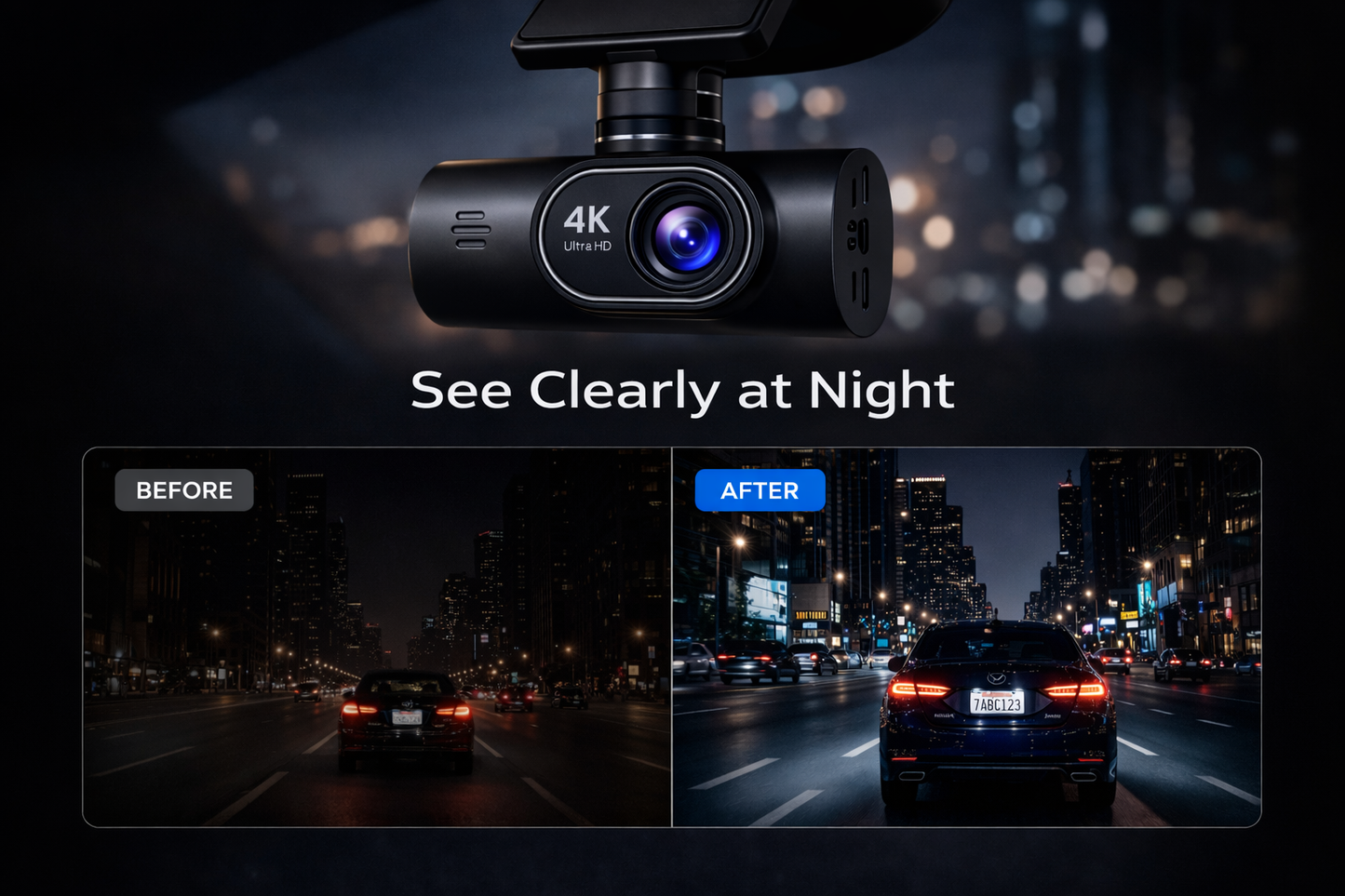 DriveCore B53P 4K Dash Cam — Sony Sensor, Dual Lens, WiFi & GPS