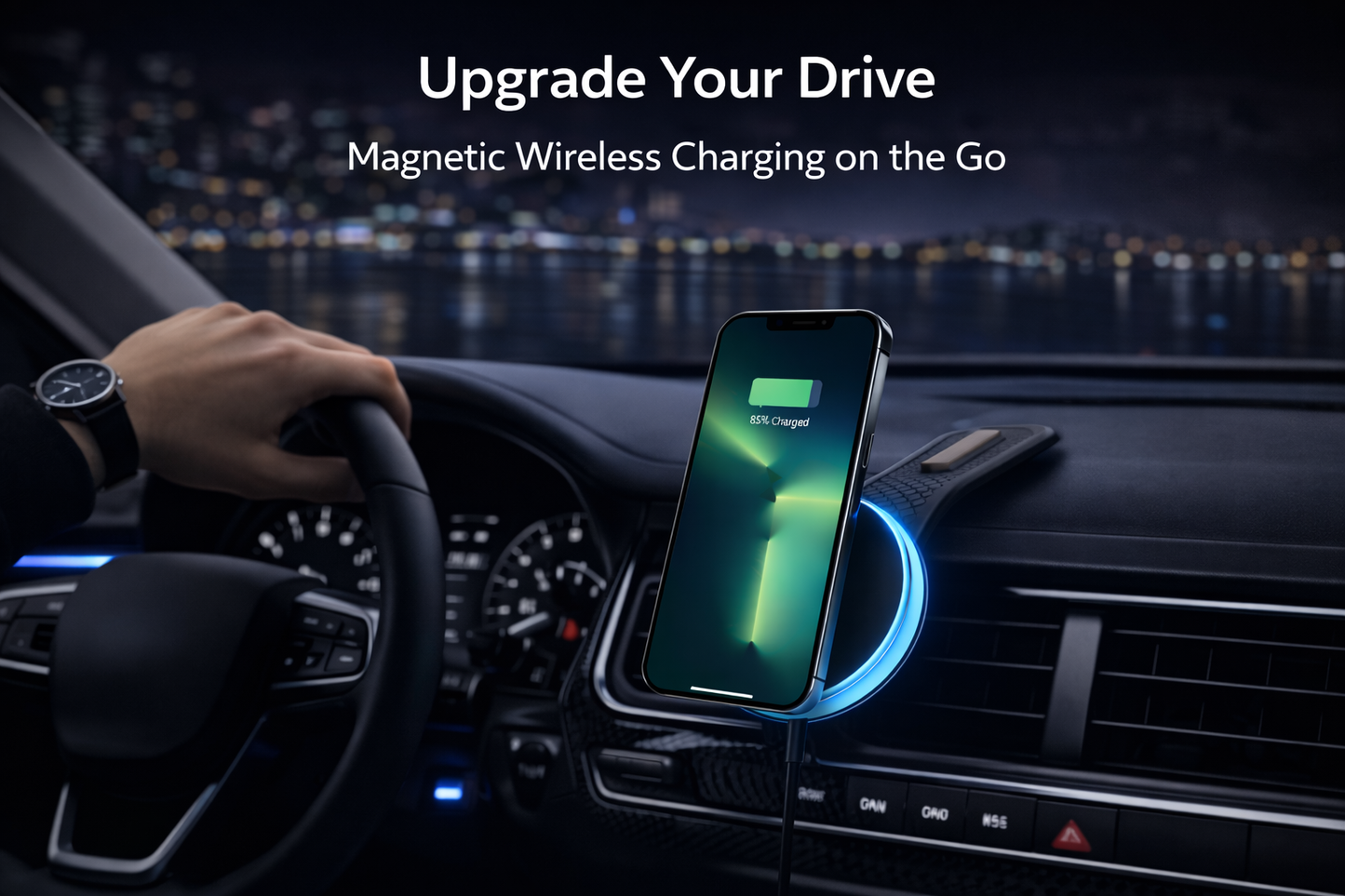 DriveCore Magnetic Wireless Car Charger — 15W Fast Charging Phone Mount
